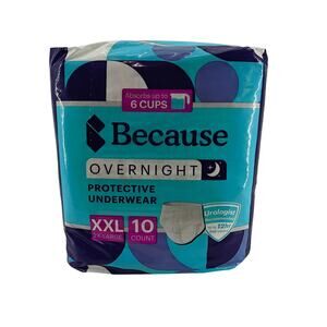 Because Unisex Premium Overnight Plus Pull up Underwear White 2XL